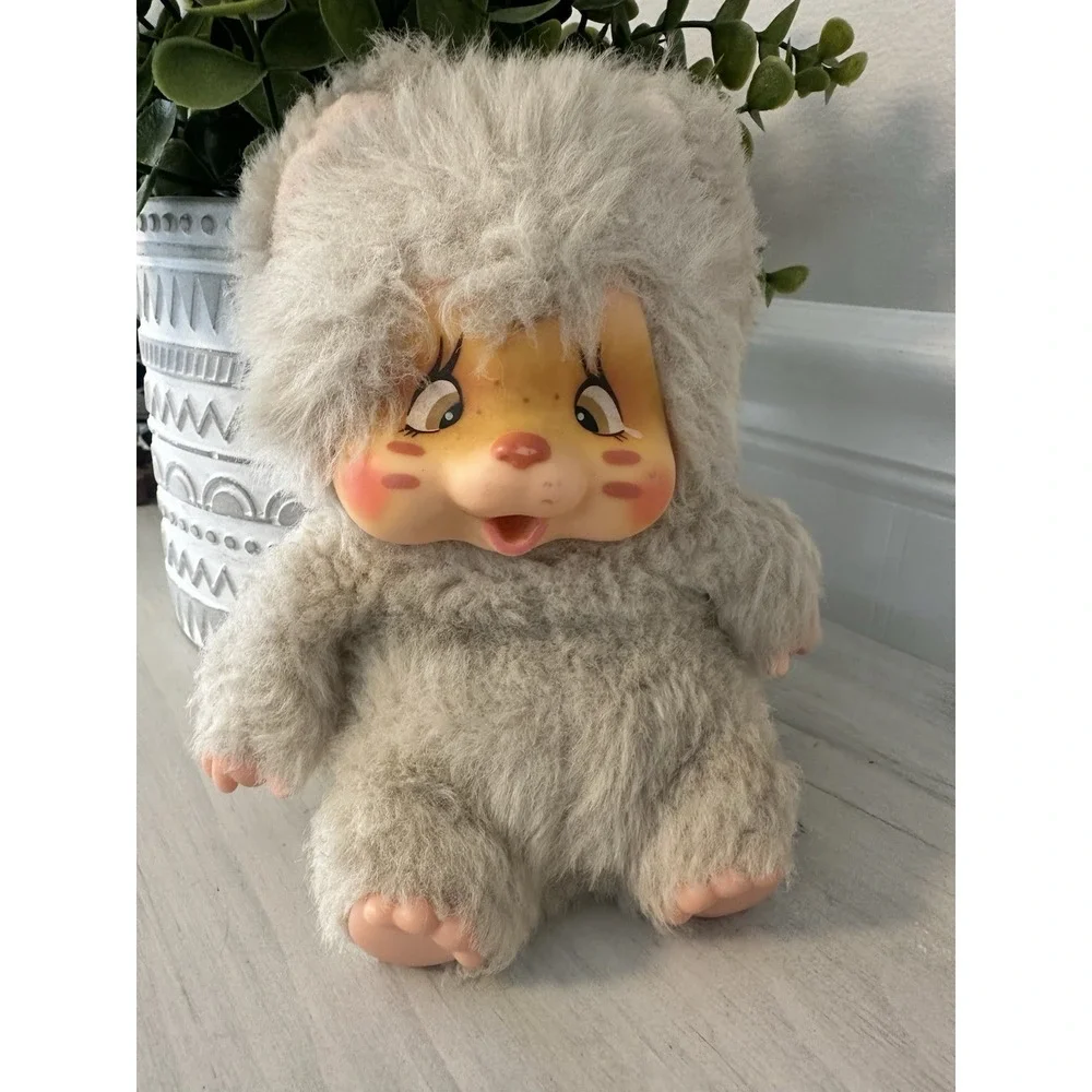 Vintage 1979 Nyamy Washino Monchhichi Vanilla Kitty Brown Eyes 7